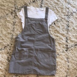 Gray corduroy pinafore dress